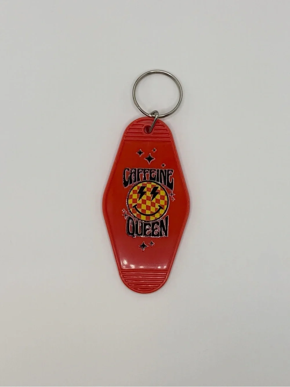 Caffeine Queen Red Retro Keychain